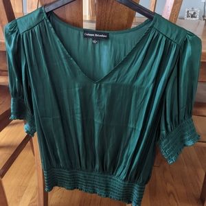 Catherine Malandrino Emerald Green Satin Blouse (L)